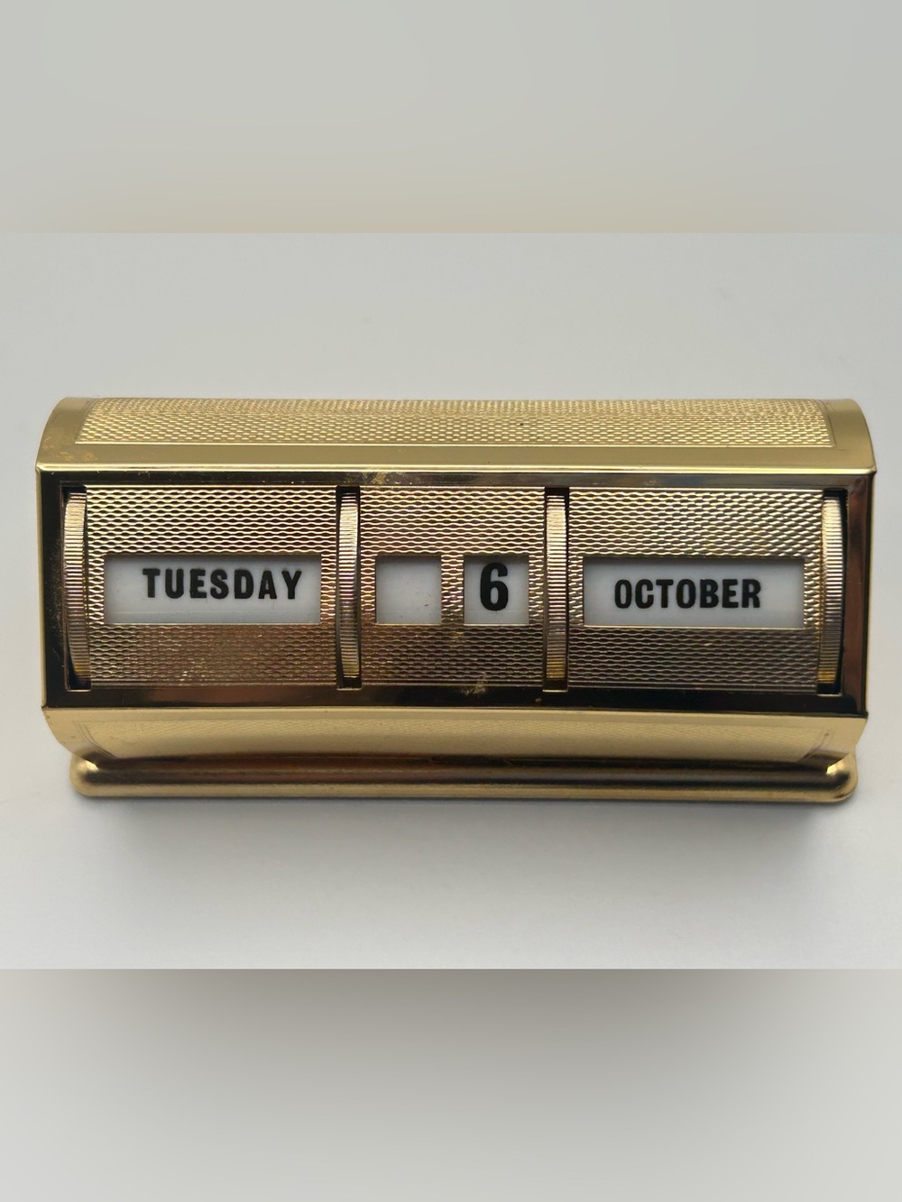 Vintage Gold Tone Perpetual Desk Calendar – Made in England, Mid-Century Office